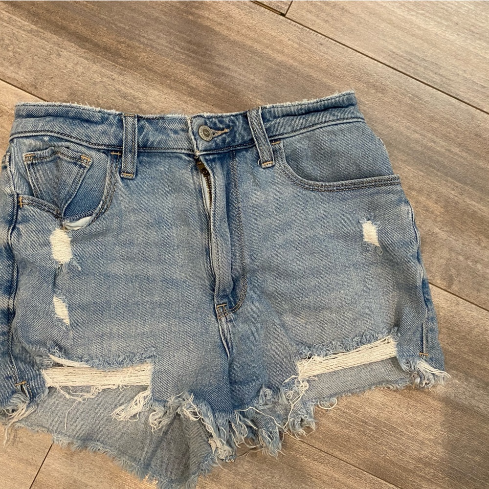 Hollister Blue Distressed Denim Shorts